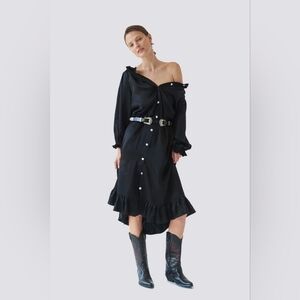 Sleeper 100% silk lounge dress in caviar black